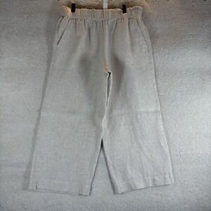 Talbots Nantucket Pull-On Wide Leg Crop Pant Women's Size M Beige Beach Flow